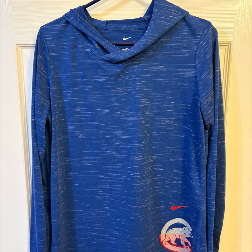 Nike Cubs Long Sleeve Shirt with Hood - Women’s - Heather Royal Blue - Large